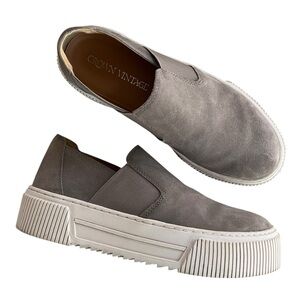 Crown Vintage Women’s Size 8M Gray Smoke Suede Marlenna Slip On Platform Sneaker